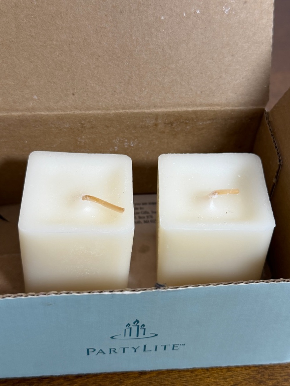 Partylite Scent Plus Square Votives Vanilla Ivory Candles Set of 2 New